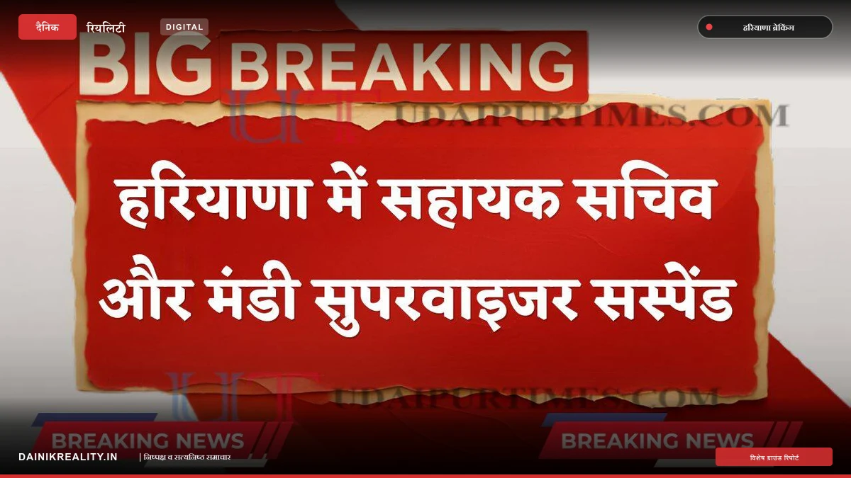 हरियाणा में बड़ा एक्शन: कनीना मार्केट कमेटी के सहायक सचिव और मंडी सुपरवाइजर सस्पेंड
